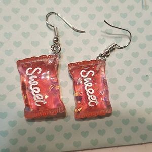 red sparkly Sweet candy earrings
